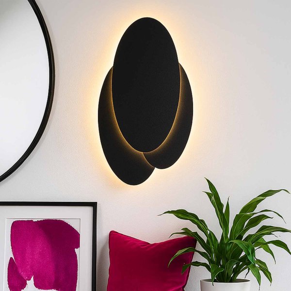Applique LED décorative Rumy noire, applique ornementale au design moderne